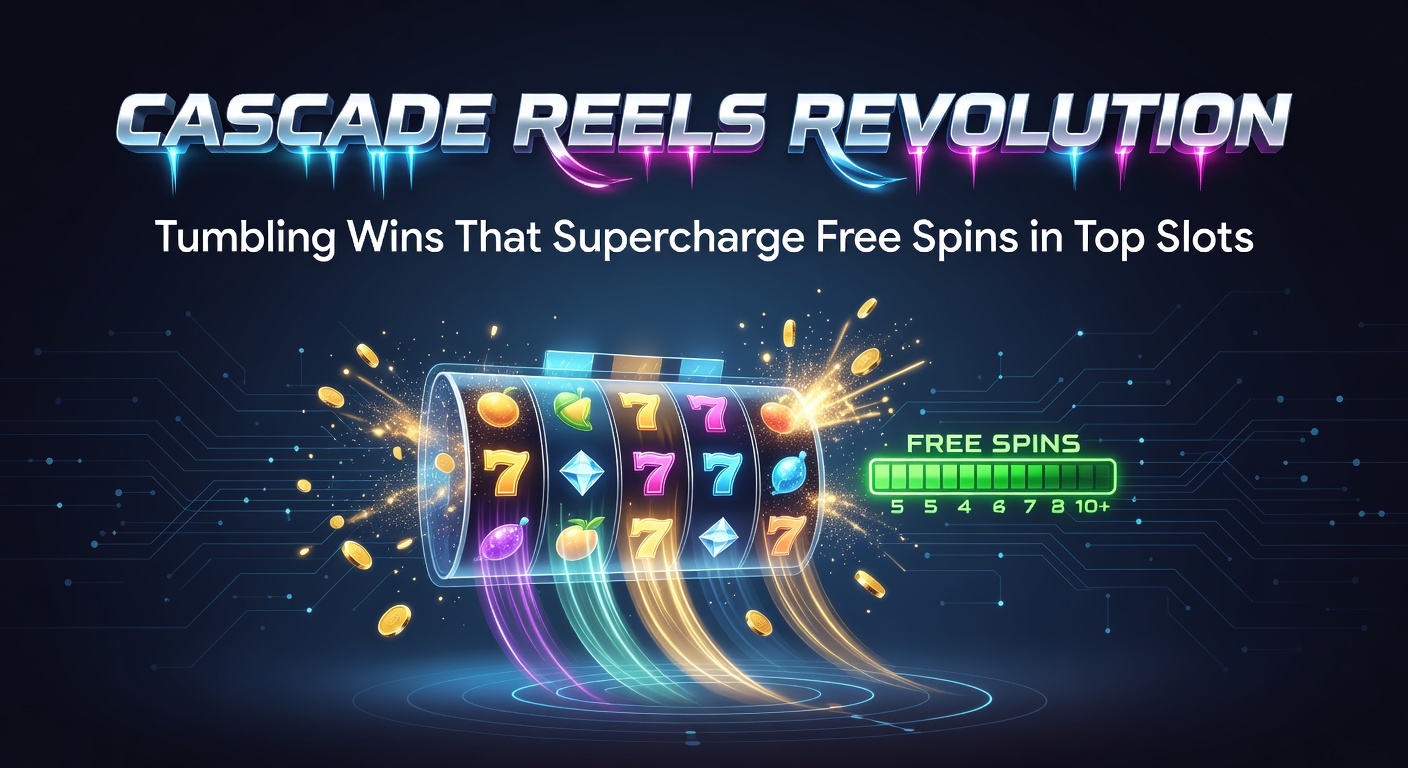 Dynamische Darstellung von explodierenden Symbolen in einem Cascade-Reel-Slot mit fallenden Gewinnen und aktivierenden Free Spins