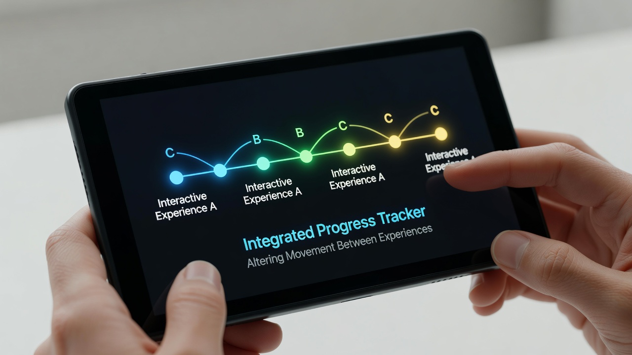 Darstellung von synchronisierten Fortschrittsdaten über multiple interaktive Apps auf einem mobilen Gerät