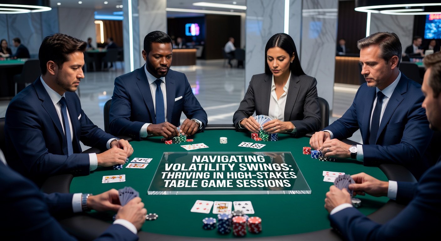 High-Stakes-Poker-Tisch mit Spielern in angespannter Diskussion um Chips-Stacks während einer volatilen Session