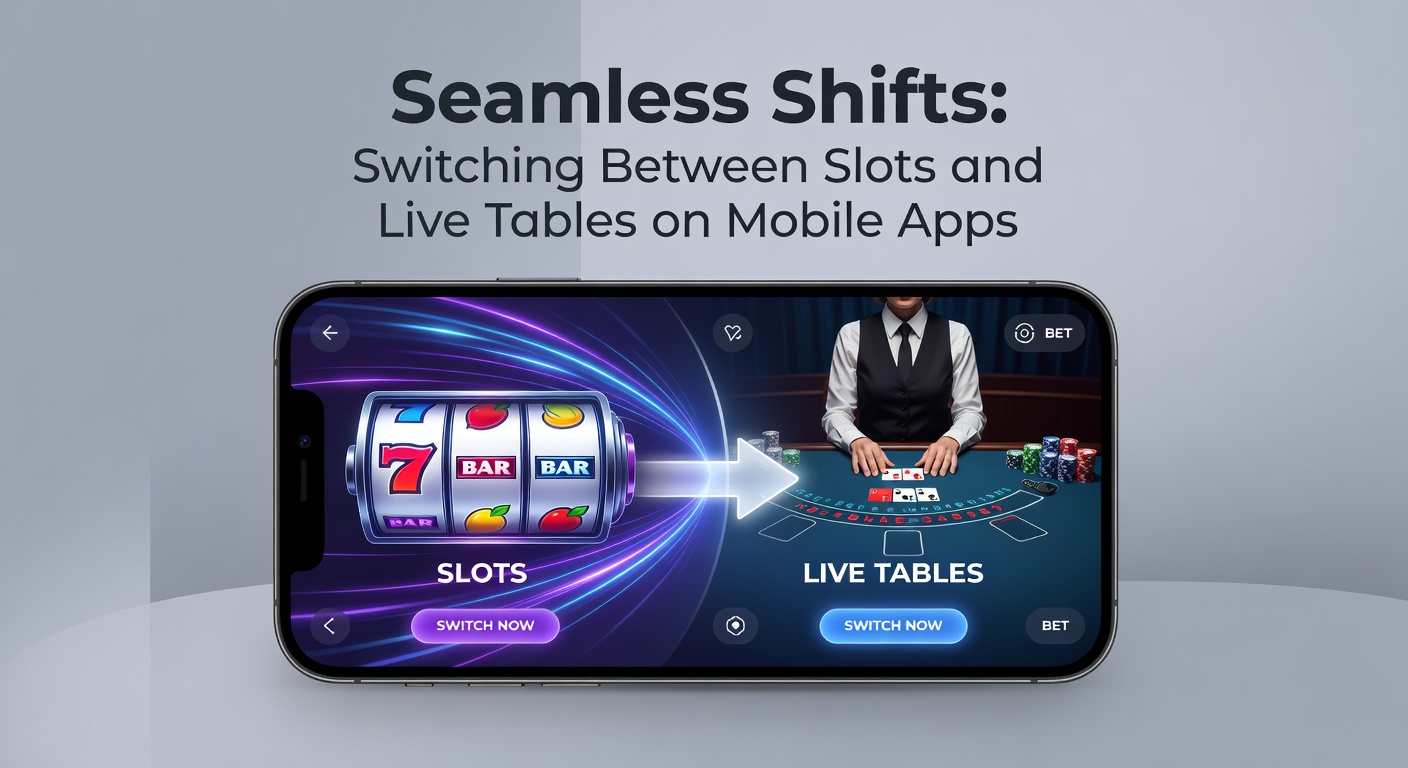 Smartphone-Bildschirm zeigt nahtlosen Wechsel von Slot zu Live-Roulette-Tisch in einer Casino App